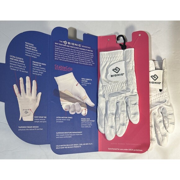 Women’s Bionic StableGrip Natural Fit Golf Glove Size ML Left Hand (1) New WTags - Picture 2 of 6